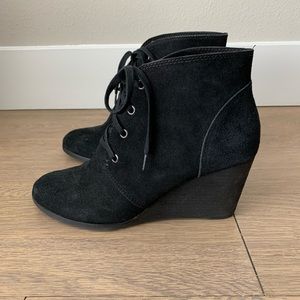 Lucky Brand Swayze Wedge Black Suede Boots